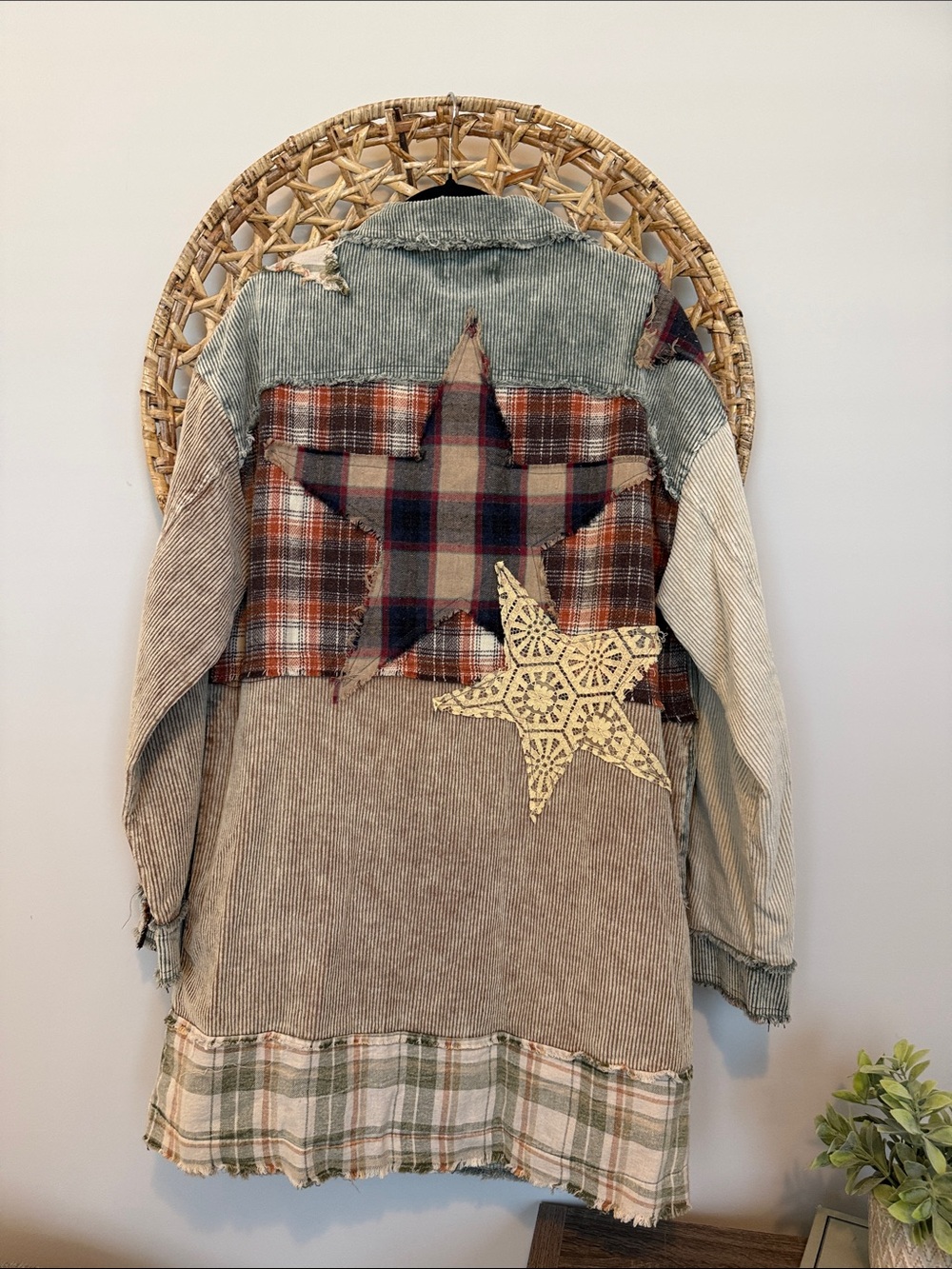 Oli & Hali Patchwork Plaid & Corduroy Long Jacket - Multi - Picture 10 of 16